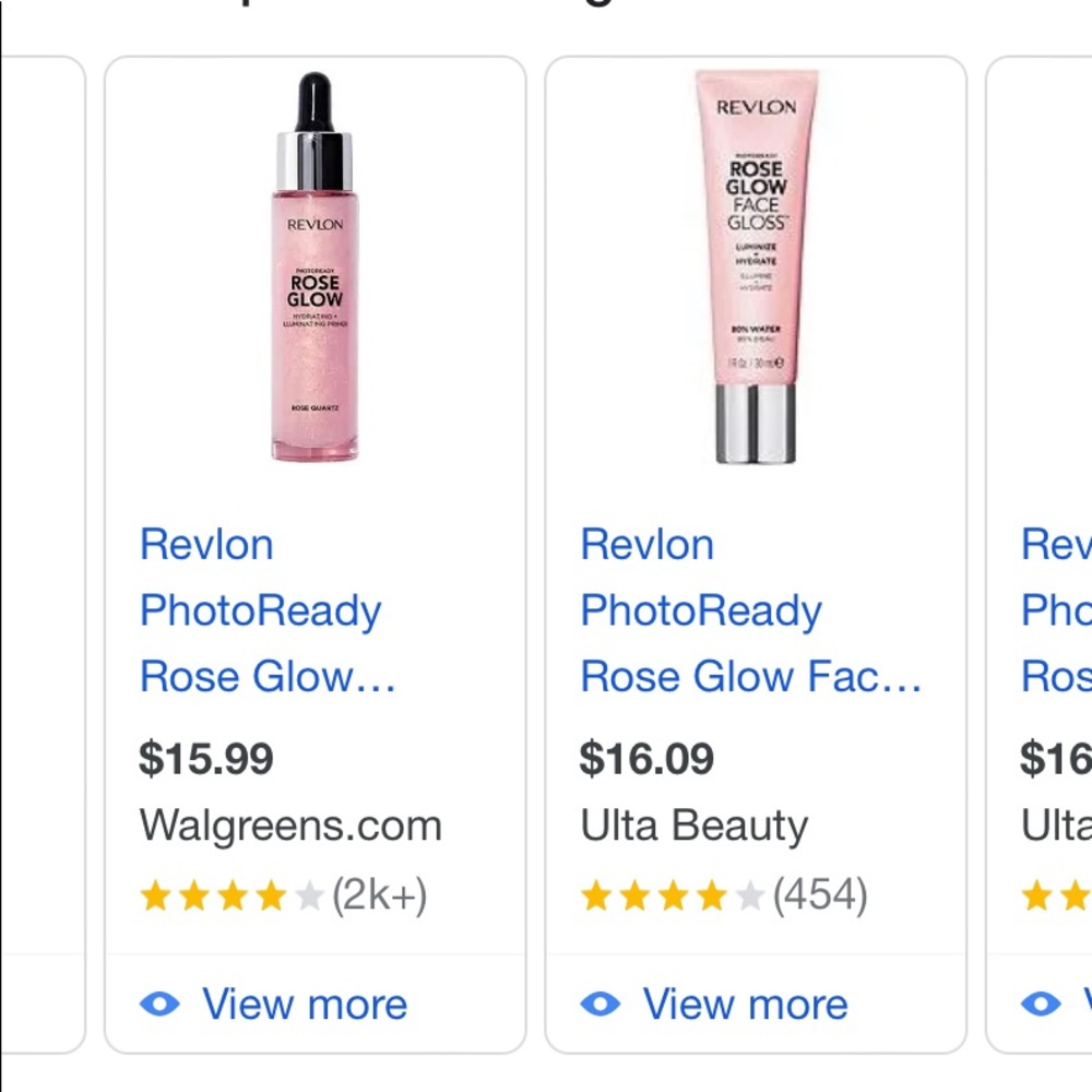 Revlon rose glow primer and face gloss